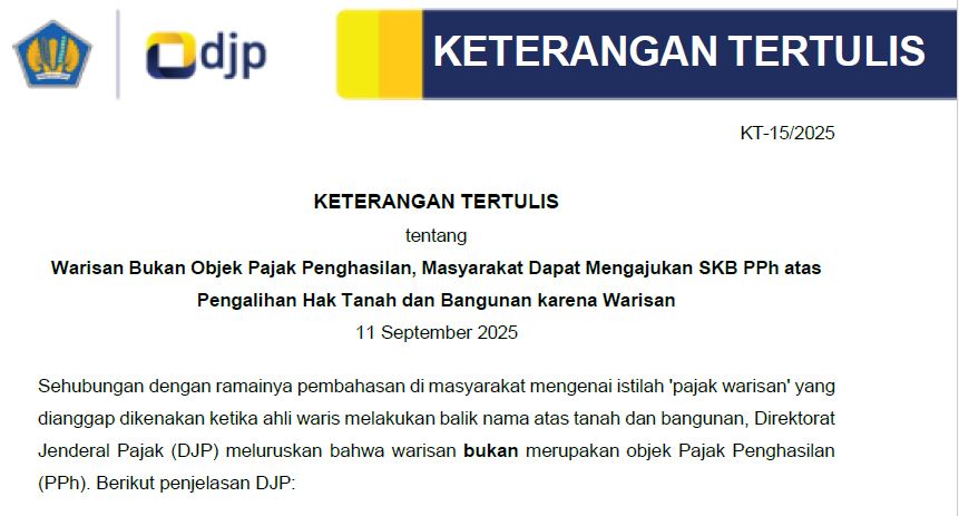 Ilustrasi pajak warisan tanah dan bangunan menurut aturan DJP