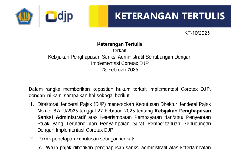 KT 10-2025 penghapusan sanksi administratif